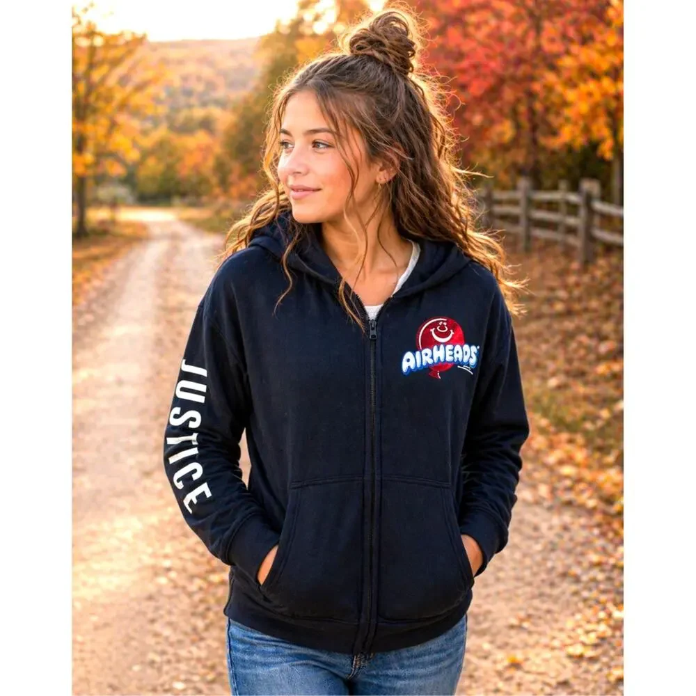 Justice Candy Graphic Zip-Up Hoodie - Girls Size M (10)